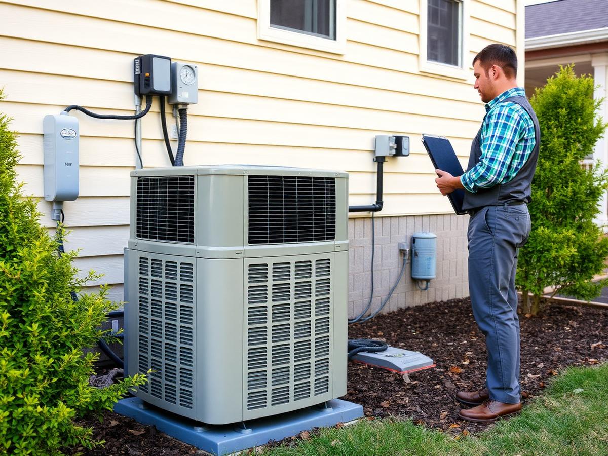 Residential air conditioning condenser unit outside an East Texas home